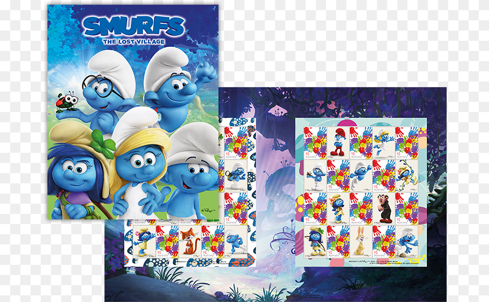 Smurfette Smurf Stamps Australia, Publication, Art, Book, Collage Png