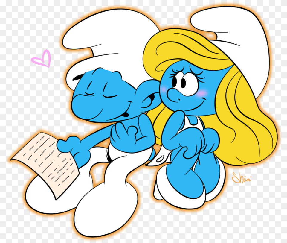Smurfette With Hefty Smurf And Smurfette Love, Baby, Person, Face, Head Png Image