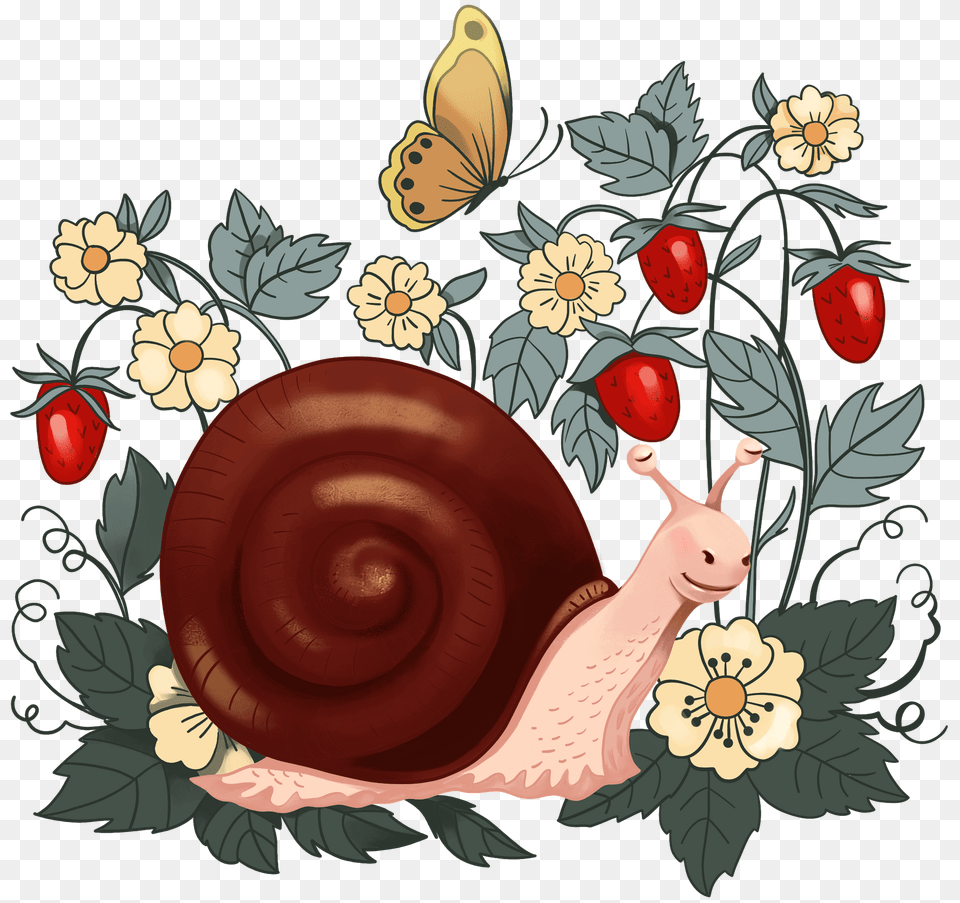 Snail And Strawberry Clipart, Animal, Invertebrate Png Image