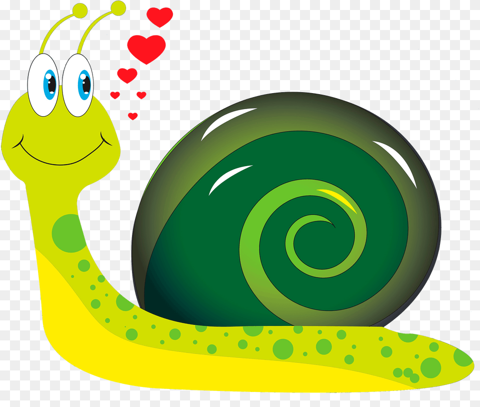 Snail In Love Clipart, Green, Animal, Invertebrate, Disk Png Image