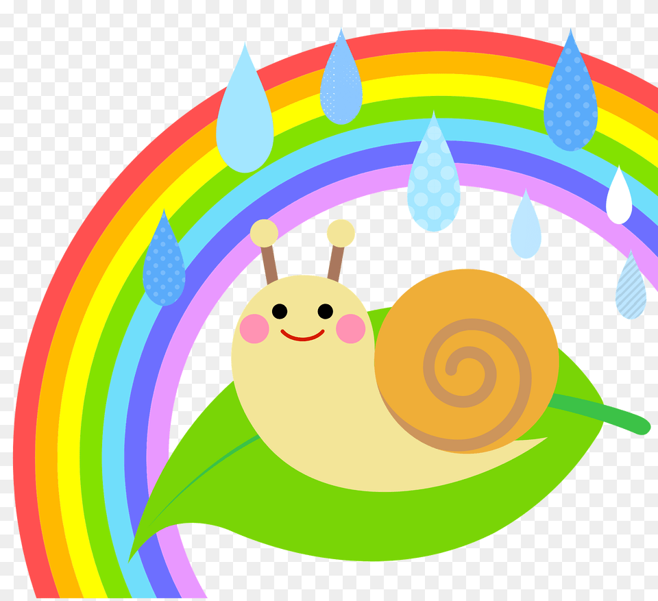 Snail In The Rain Under A Rainbow Clipart, Art, Graphics, Pattern, Food Free Png Download