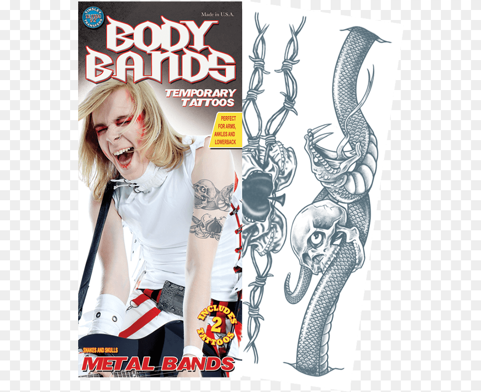 Snake Body Band Tattoo Tatovering Juks, Book, Comics, Skin, Publication Free Png