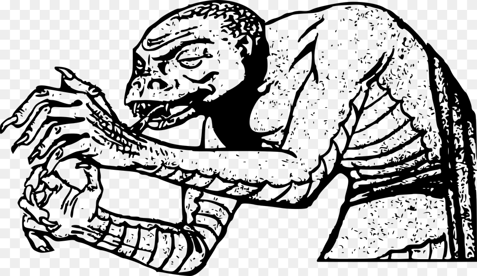 Snake Man Clip Arts Evil Monster Drawing, Gray Free Png Download