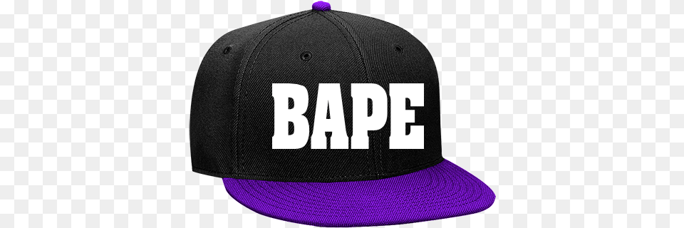 Snapback Flat Bill Hat Transparent Background Bape Hat, Baseball Cap, Cap, Clothing Png Image