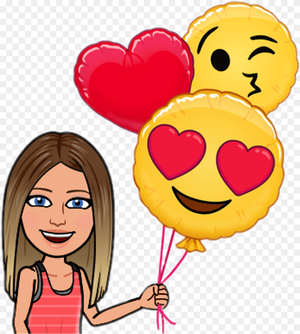 Snapchat Bitmoji Love Emoji Iphone Iphoneemoji Bitmoji Emoji, Balloon, Adult, Female, Person Png Image