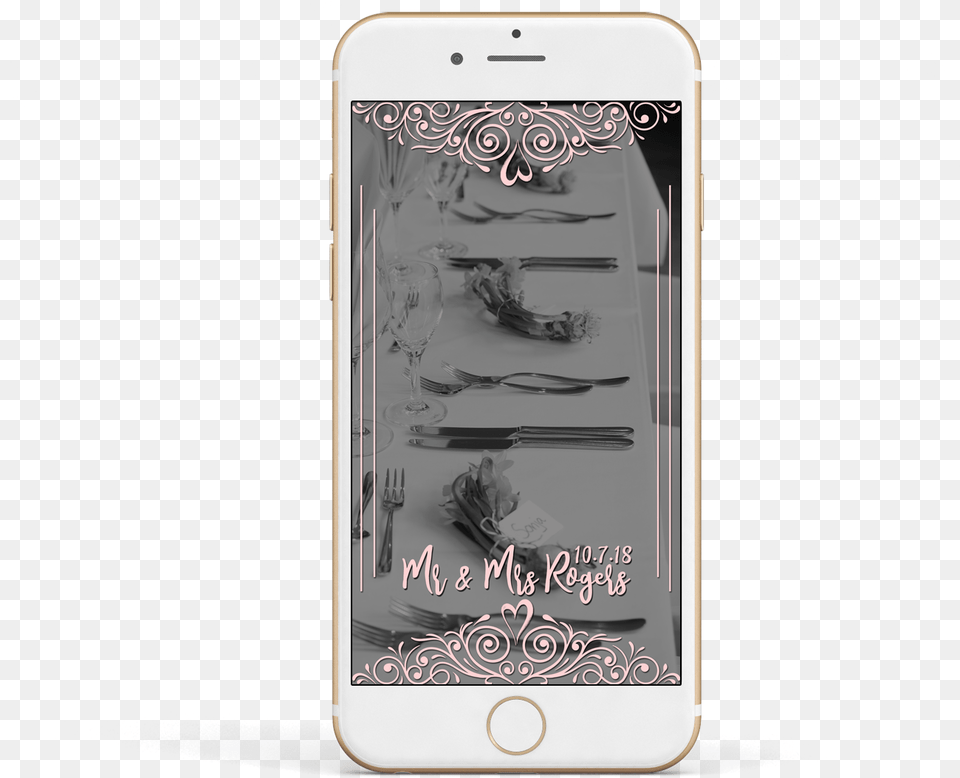 Snapchat Wedding Filter Pink Floral Heart Borderpng Iphone, Electronics, Mobile Phone, Phone, Cutlery Free Png