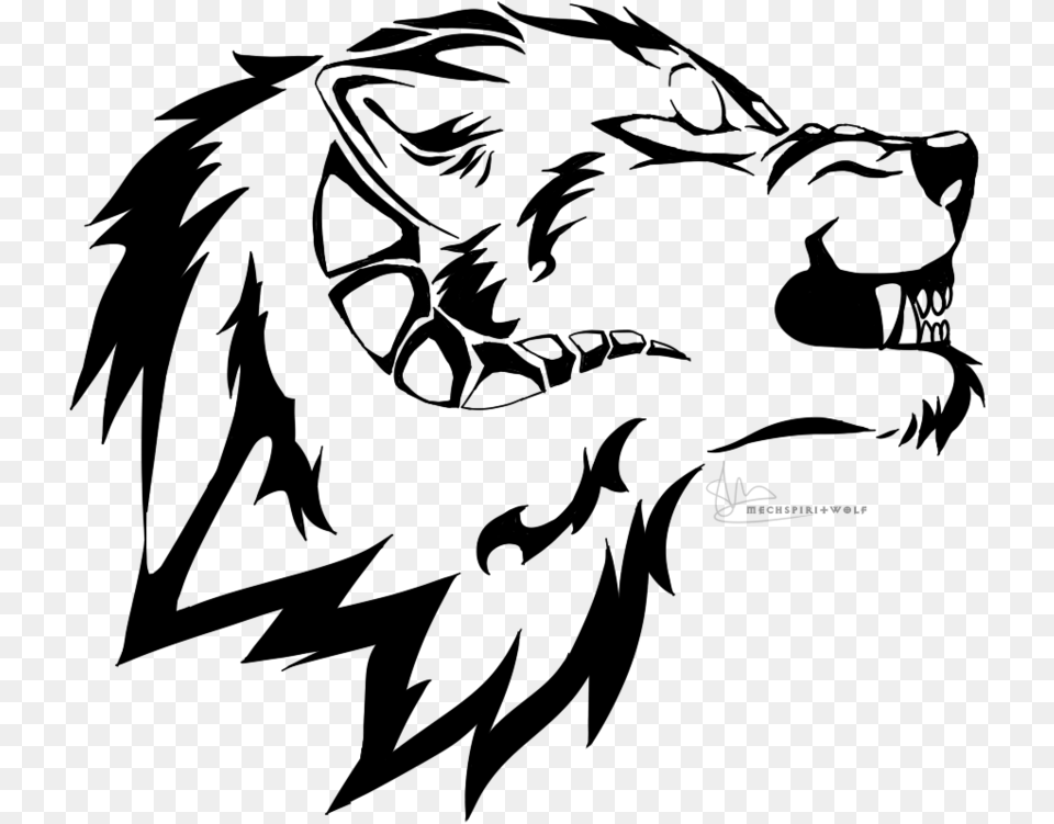 Snarling Horned Wolf Tattoo Design By Xkingbadwolf Snarl, Gray Png