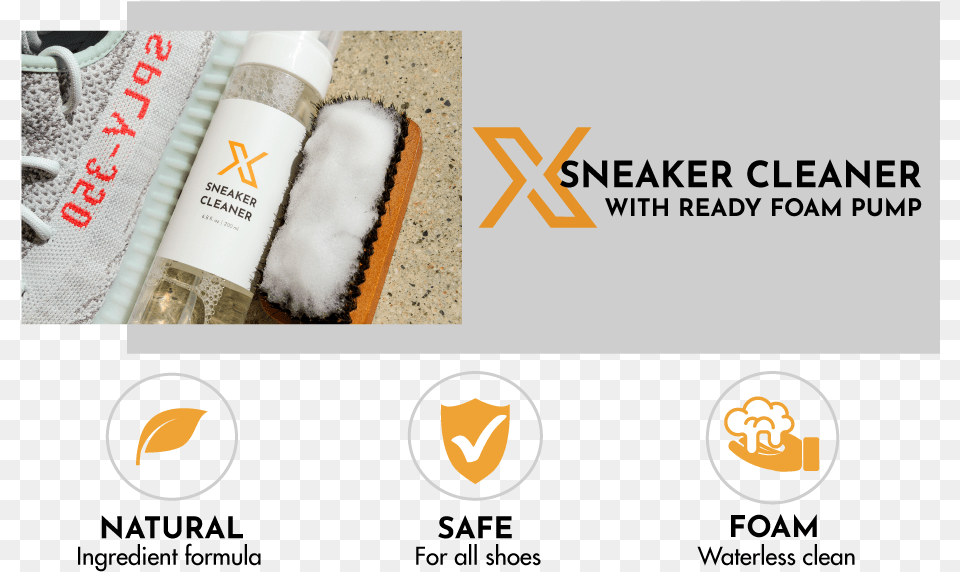 Sneaker Cleaner Title And Natural Safe And Foam Icons Label, Bottle, Advertisement Free Transparent Png