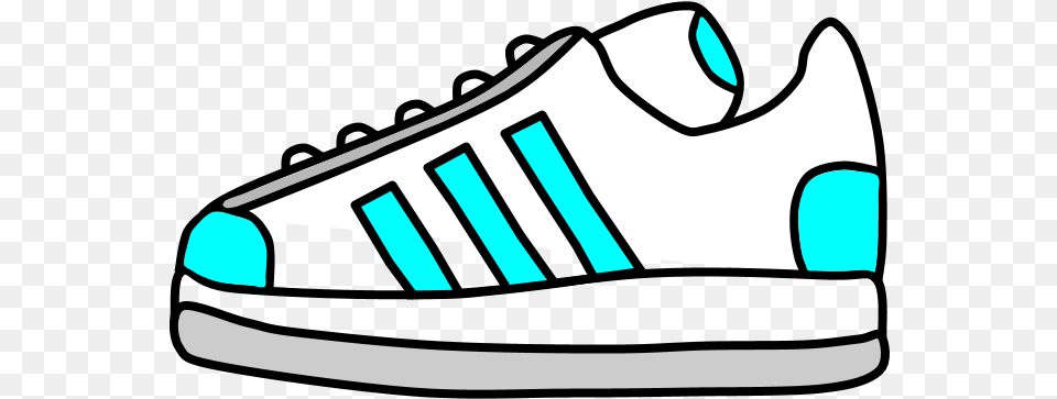 Sneakers Tennis Shoes Bright Blue Stripes Shoe Clipart Black And White, Clothing, Footwear, Sneaker Free Png