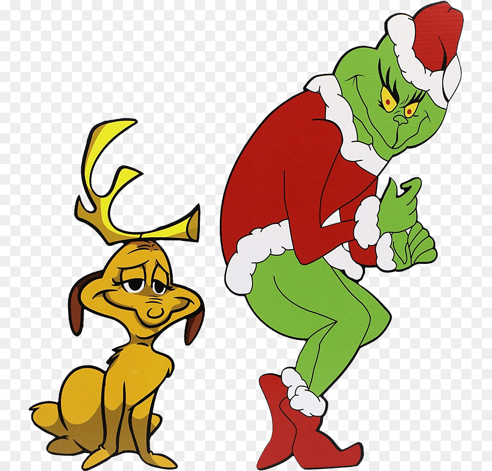 Sneaky Grinch And Max As A Reindeer Grinch Stealing Christmas Lights, Cartoon, Baby, Person Png Image