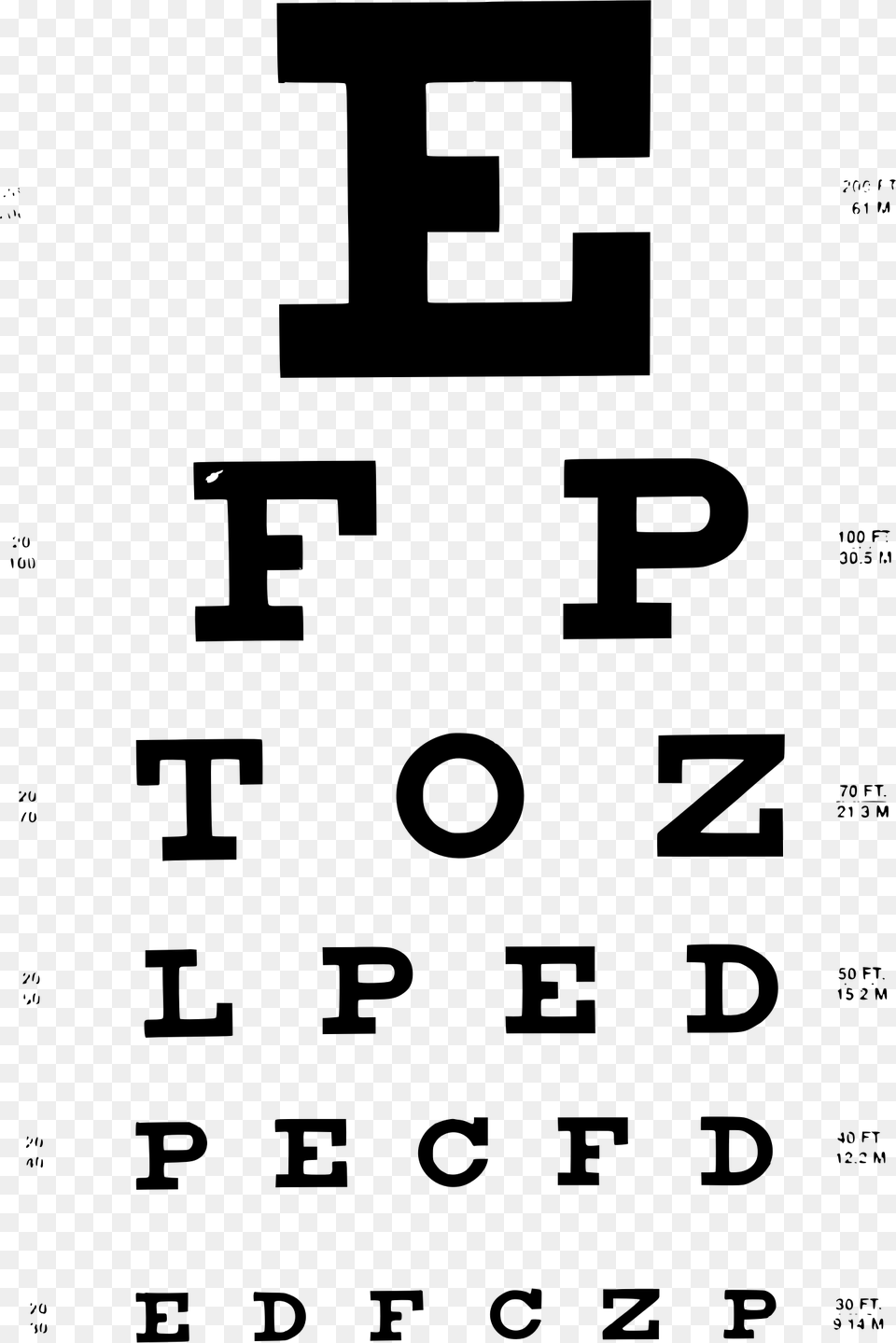 Snellen Eye Chart, Gray Free Png