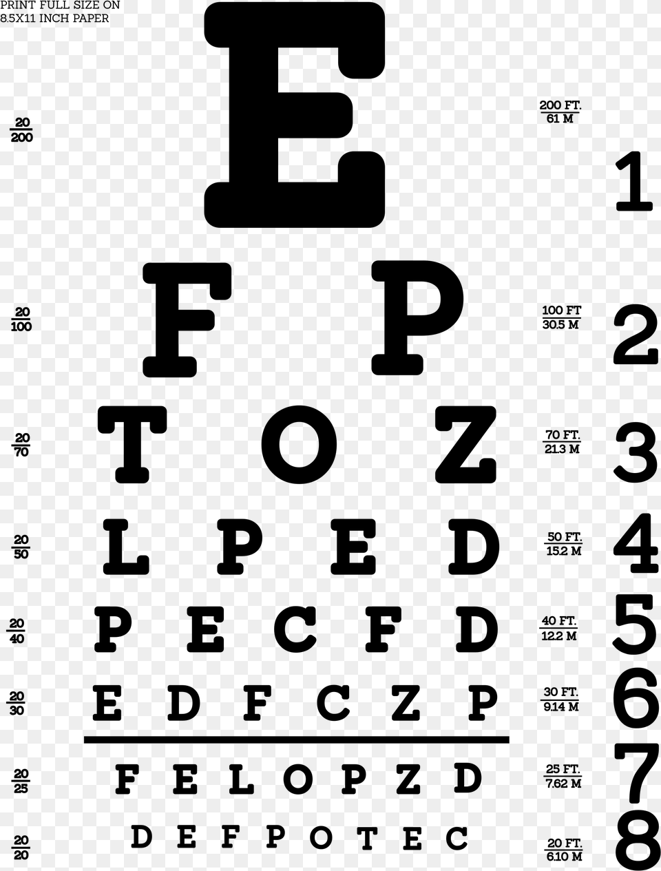 Snellen Eye Test Chart Eye Exam Line, Gray Png Image