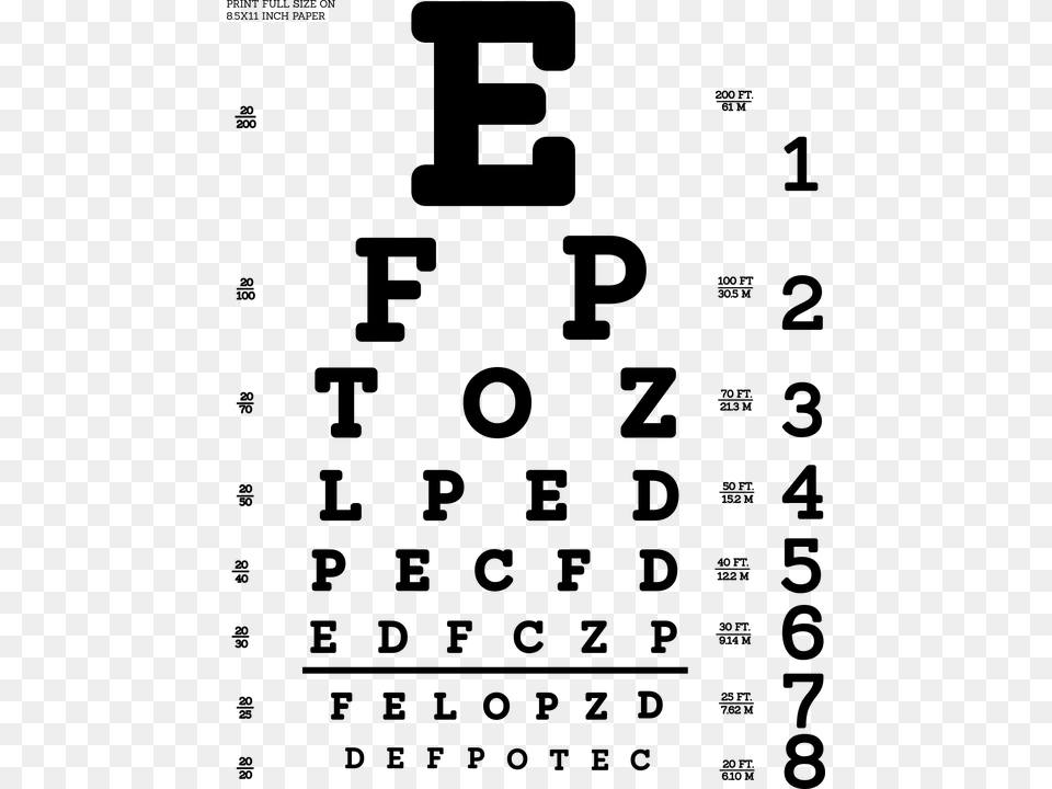 Snellen Test Chart Diagnostic Doctor Eye Health Snellen Eye Chart, Gray Png Image