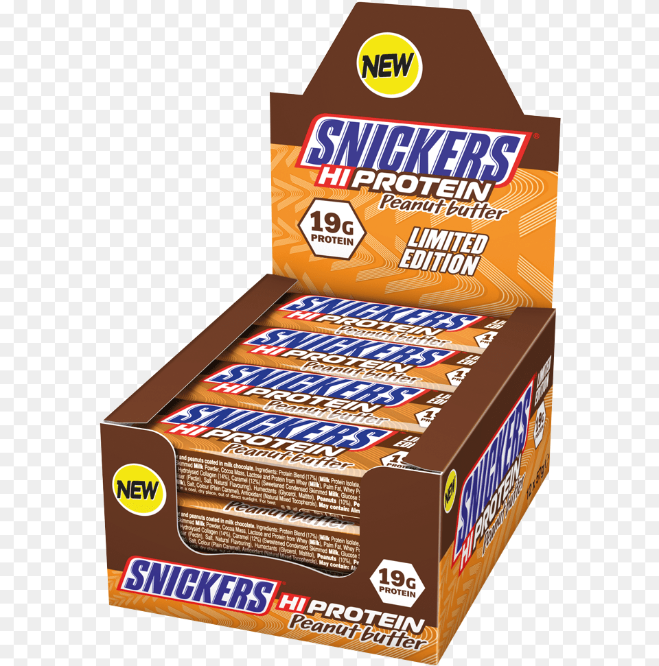 Snickers Hi Protein Bars Limited Edition 12x57g Snickers Protein Bar Limited Edition, Food, Sweets, Box, Candy Png Image
