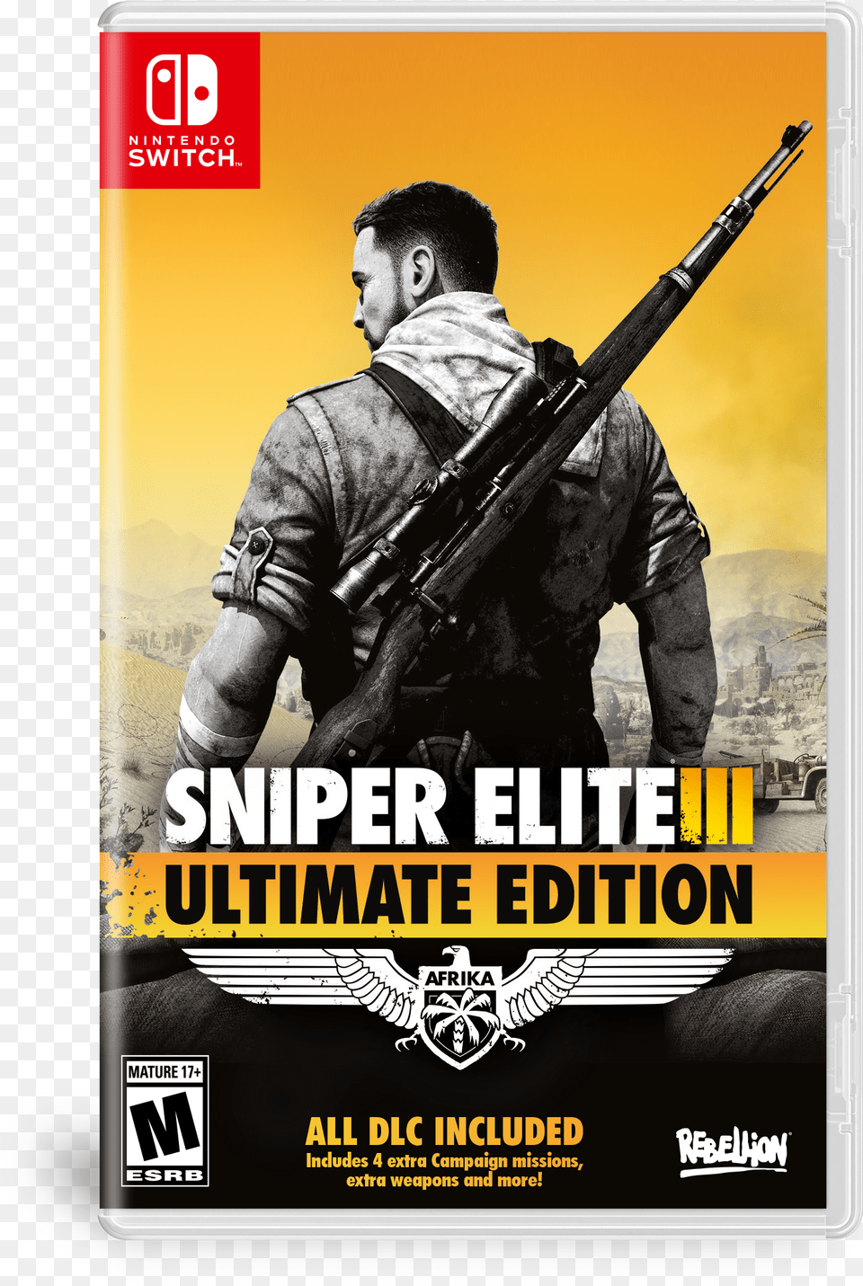 Sniper Elite 3 Switch, Weapon, Advertisement, Firearm, Gun Free Png Download