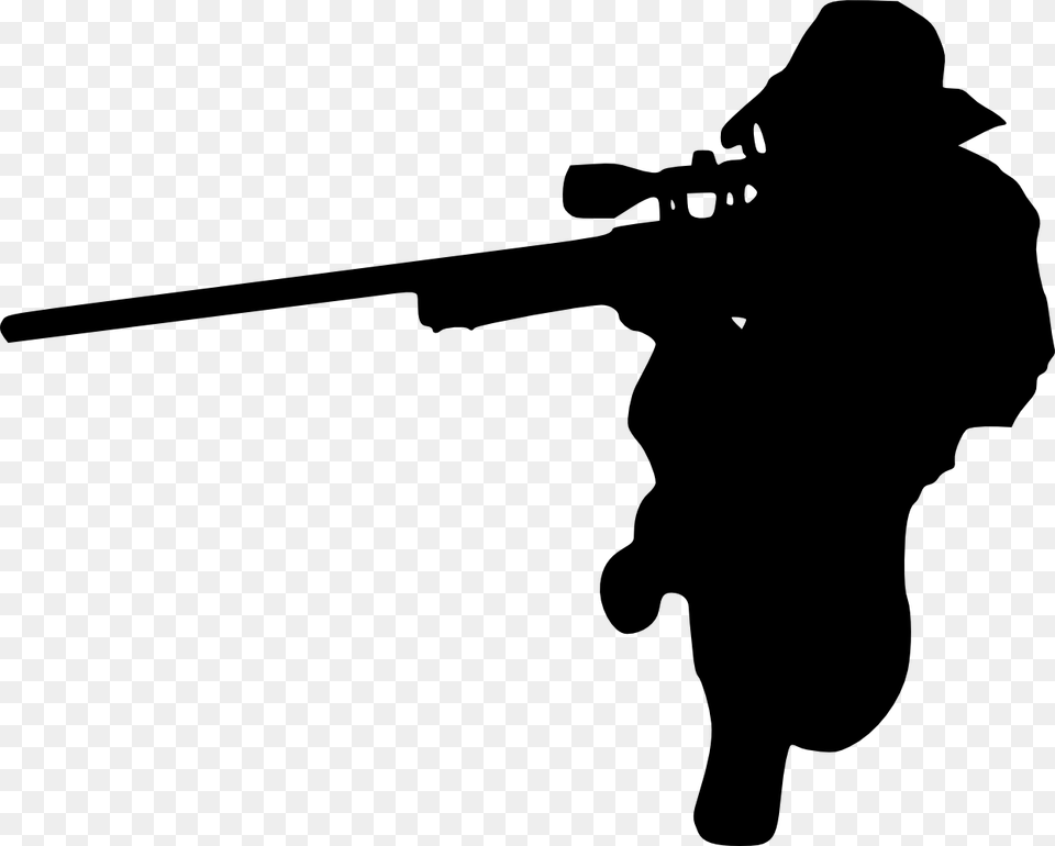 Sniper Rifle Silhouette Soldier Silhouette Transparent Background, Person Free Png Download