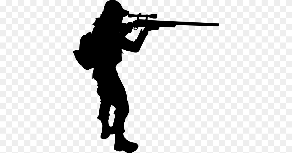 Sniper Shooter Silhouette, Weapon, Firearm, Gun, Rifle Free Png