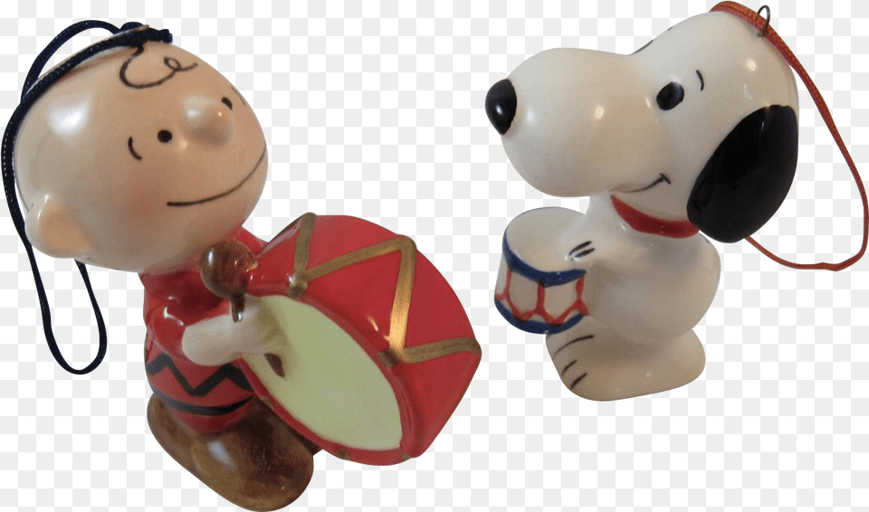 Snoopy Amp Charlie Brown With Drums Christmas Ornaments Cartoon, Toy, Face, Head, Person Free Png Download