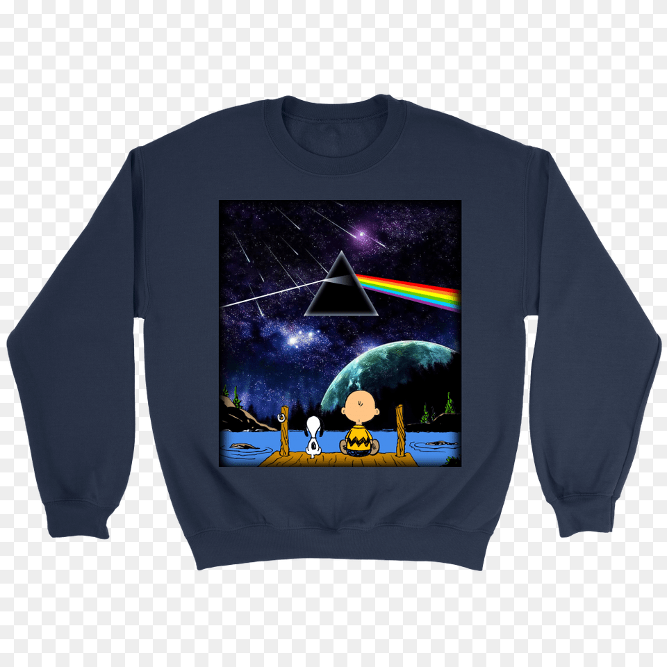 Snoopy And Charlie Brown Pink Floyd Galaxy Universe Tshirts Adult, Clothing, Knitwear, Sweater, Sweatshirt Free Png Download