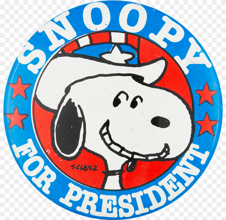 Snoopy For President With Hat Entertainment Button Snoopy President, Badge, Logo, Symbol, Baby Png