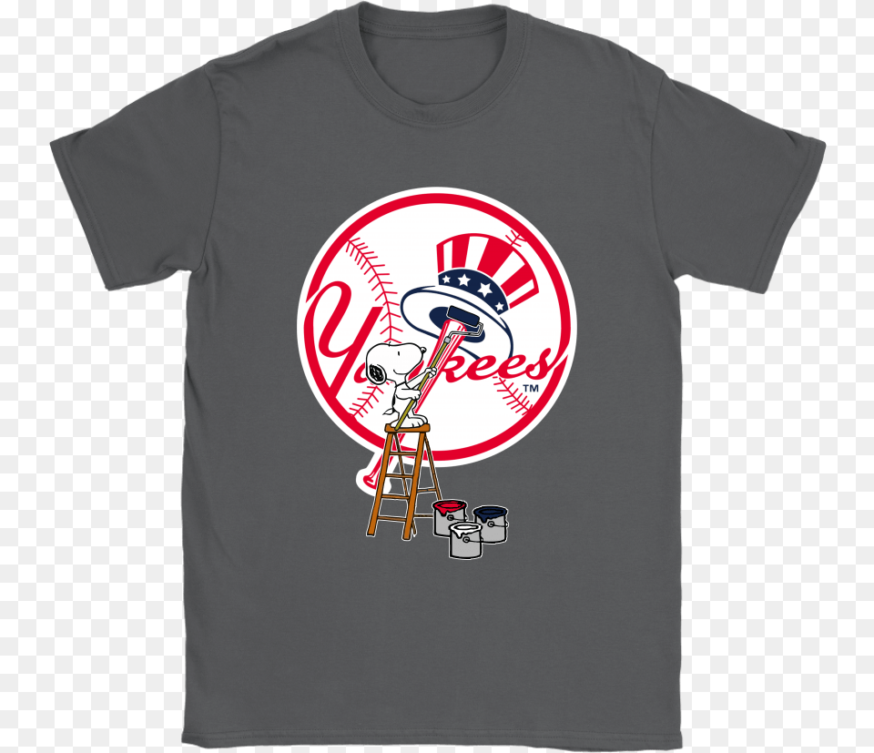 Snoopy Paints The New York Yankees Logo Mlb Baseball Shirts Shirt To First Fathers Day, Clothing, T-shirt Png Image