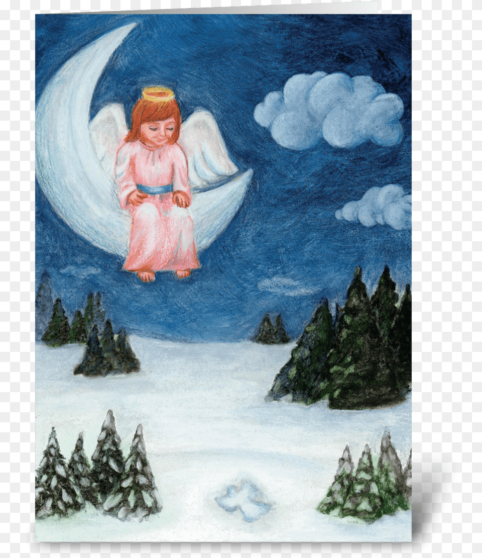 Snow Angel Greeting Card Painting, Girl, Child, Person, Female Free Png