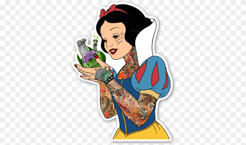 Snow Bong Stickerapp Snow White Holding Apple Coloring, Person, Skin, Tattoo, Adult Free Png Download