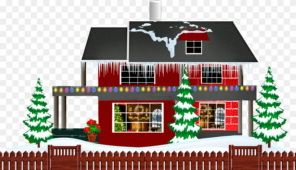 Snow Christmas House, Architecture, Building, Christmas Decorations, Festival Png Image