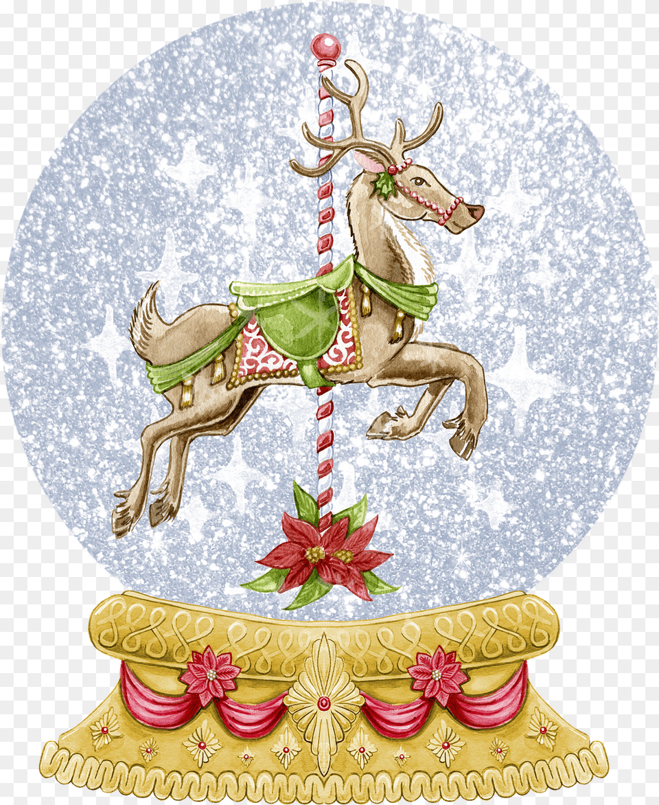 Snow Globe Carousel Horse On Pixabay Watercolour Christmas Carousel, Art, Pottery, Porcelain, Wildlife Png Image