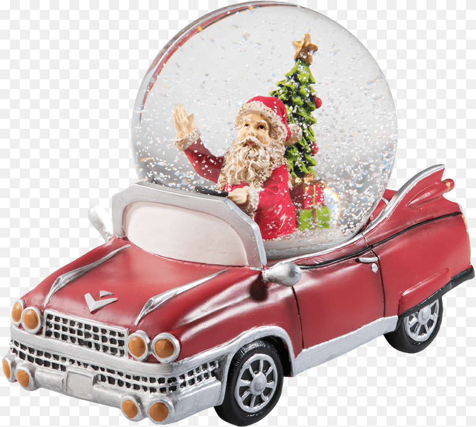 Snow Globe Christmas Trip Antique Car, Figurine, Baby, Person, Machine Png Image