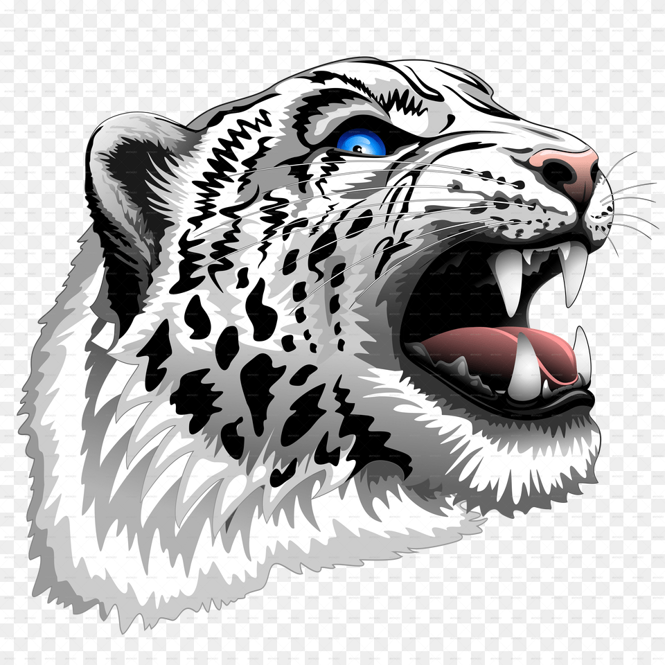 Snow Leopard Head Clipart, Turquoise, Art, Text Png