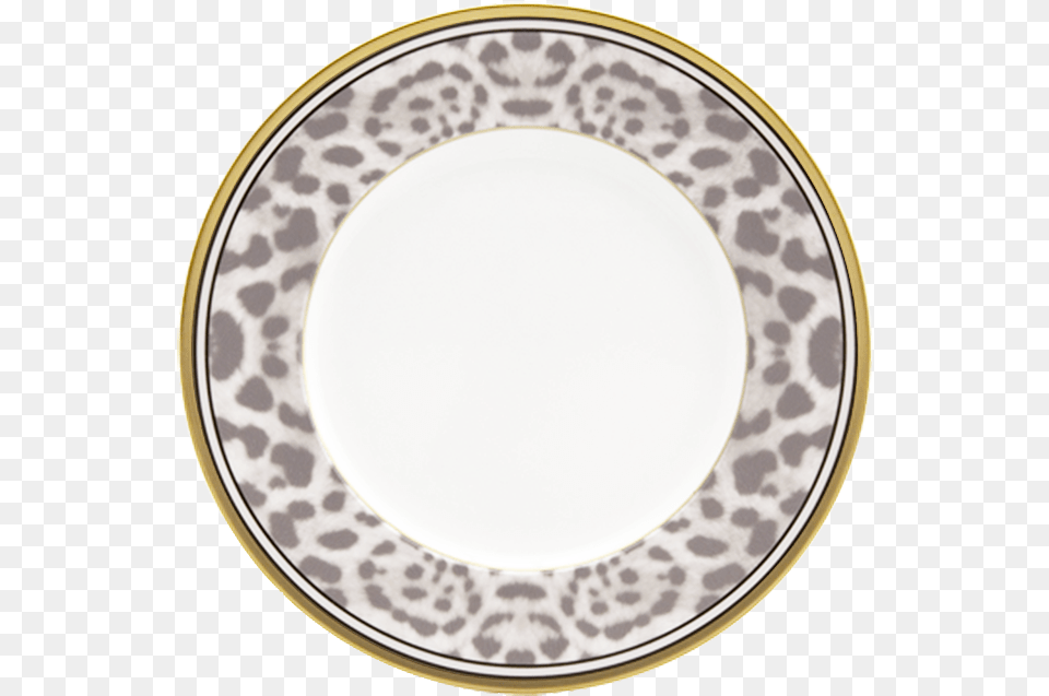 Snow Leopard Plate Leopard Print, Art, Food, Meal, Porcelain Free Png Download