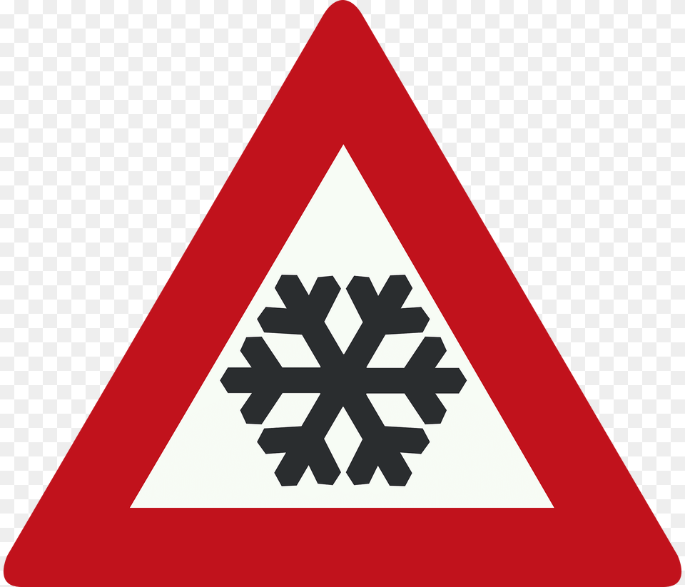 Snow Or Ice Sign In Netherlands Clipart, Symbol, Road Sign Free Png