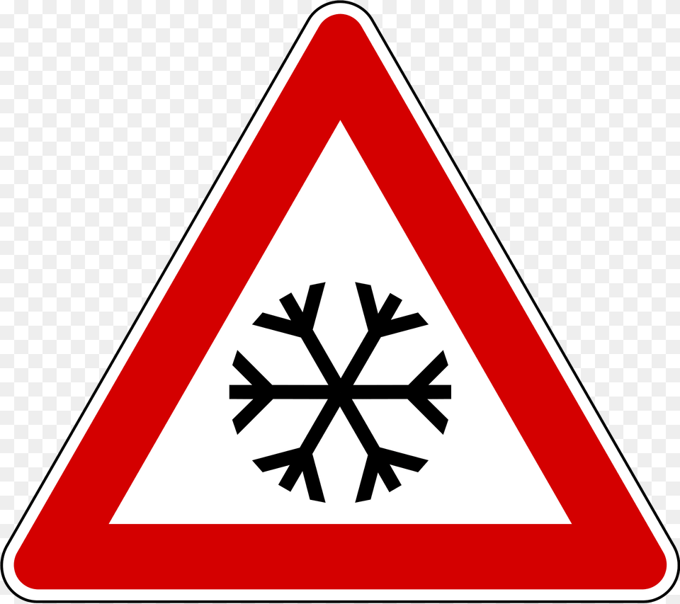 Snow Or Ice Sign In Slovenia Clipart, Symbol, Road Sign, Dynamite, Weapon Png Image