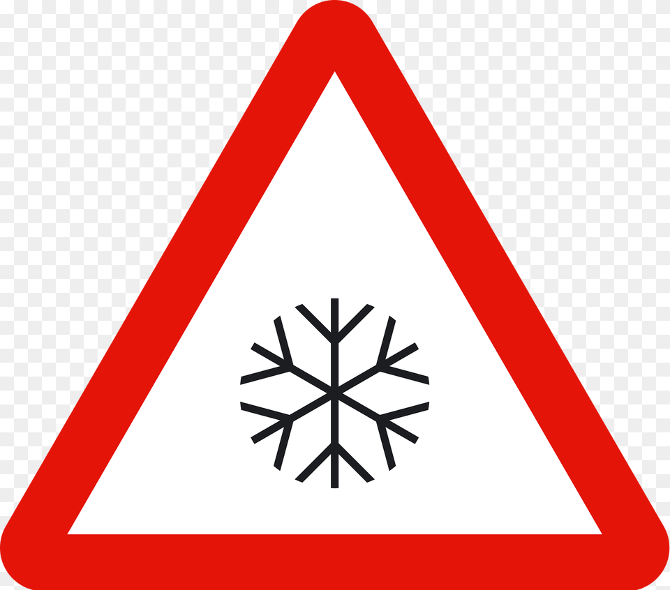 Snow Or Ice Sign In Spain Clipart, Symbol, Triangle, Road Sign, Dynamite Free Transparent Png