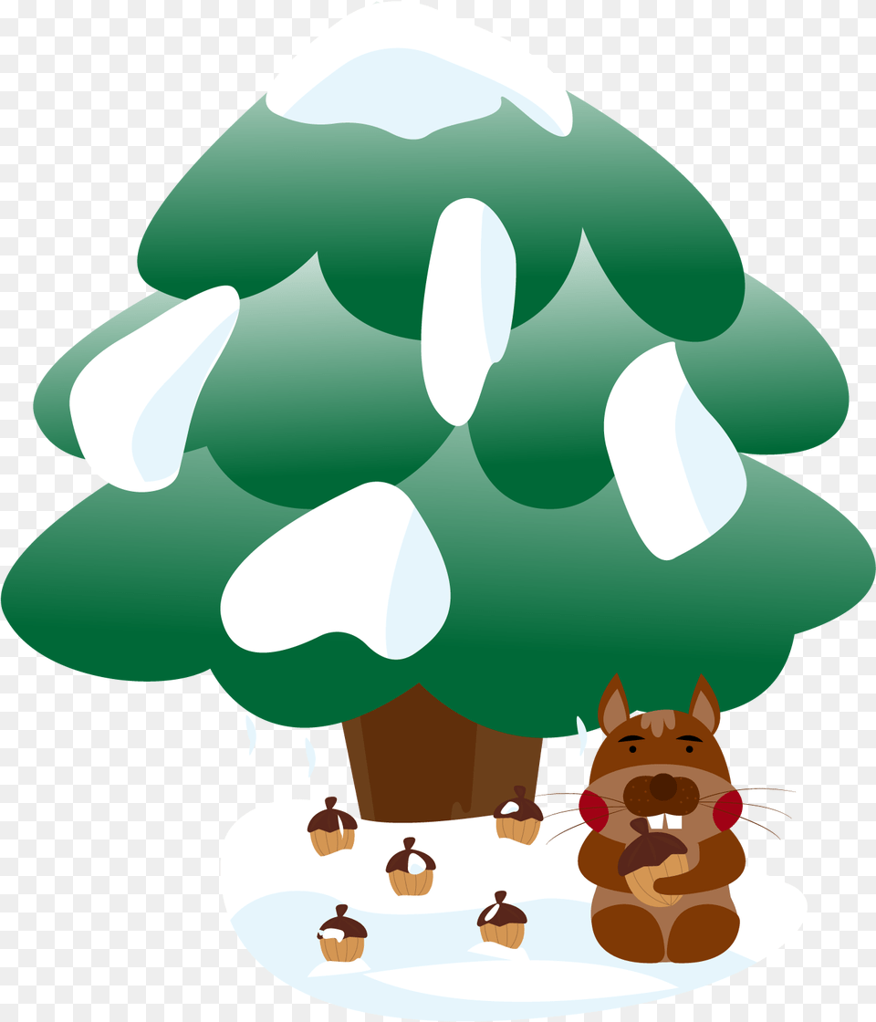 Snow Pine Winter Cone And Vector Cartoon, Ice, Nature, Outdoors, Animal Png Image