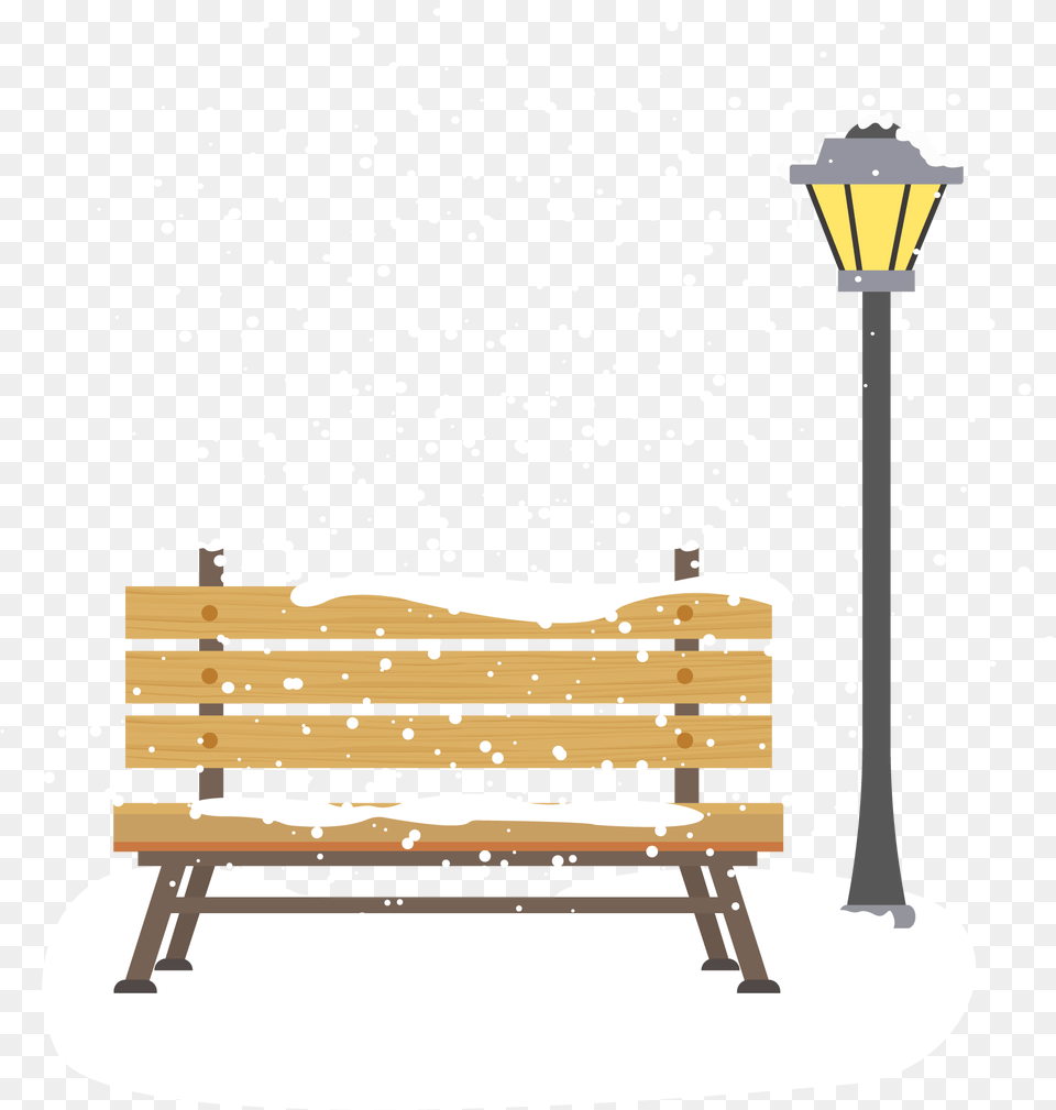 Snow Seats Street Lights And Vector Image Illustration, Bench, Furniture, Lamp Post, Park Bench Free Png