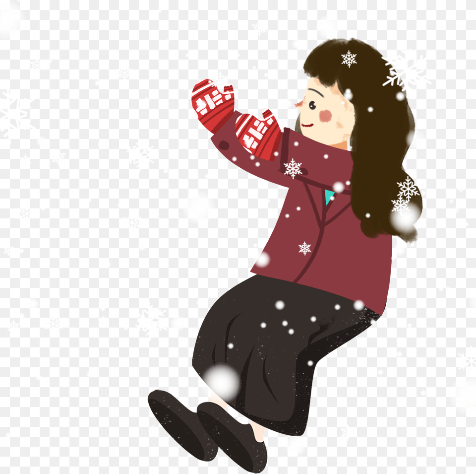 Snow Snowy Day Girl Cartoon And Psd Illustration, Nature, Outdoors, Person, Face Png