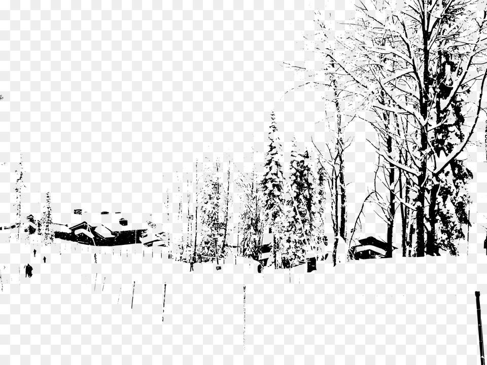 Snow Village Black And White, Gray Free Png