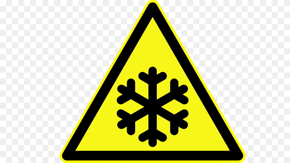Snow Warning Signs Snowflake Warning Sign, Symbol, Outdoors, Nature, Triangle Free Png Download