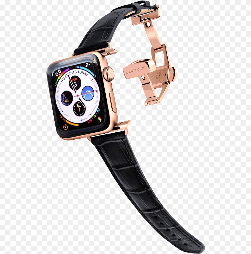 Snow White Leather Apple Watch Band Silver Details Apple Watch Black Leather Strap, Arm, Body Part, Person, Wristwatch Free Transparent Png