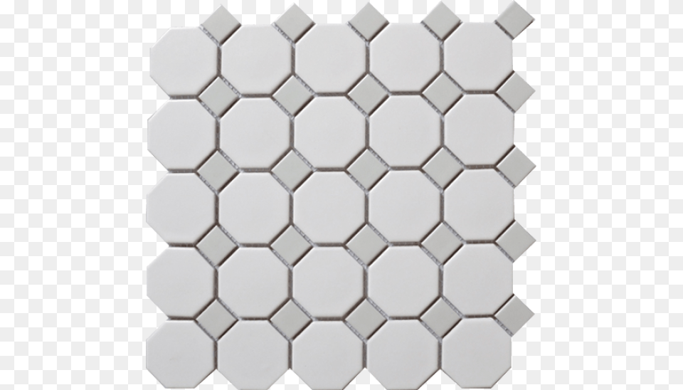Snow White Octagon With Grey Dot Porcelain Mosaic Tile Grey And White Octagon Tile, Indoors, Interior Design, Pattern Png