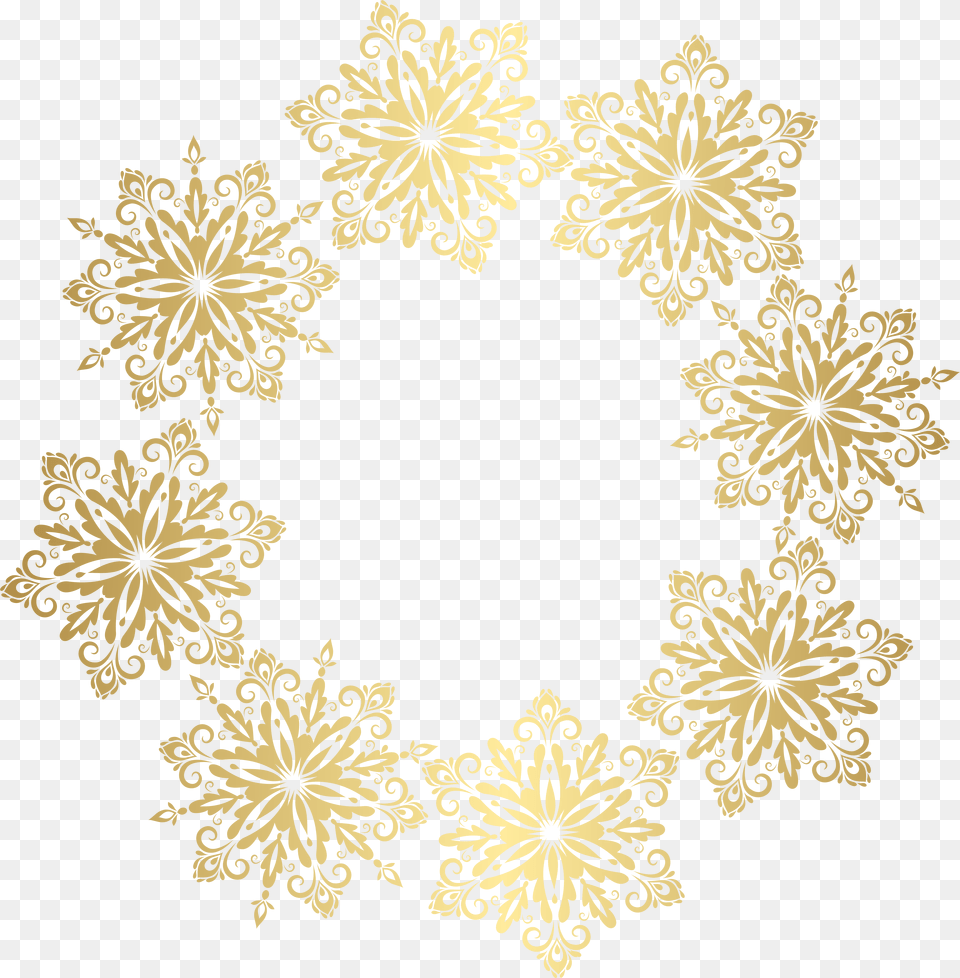 Snowflake Border Gold Snowflakes Pattern, Accessories, Art, Floral Design Png Image