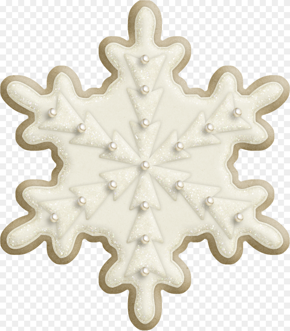 Snowflake Christmas Cookie, Cream, Dessert, Food, Icing Png