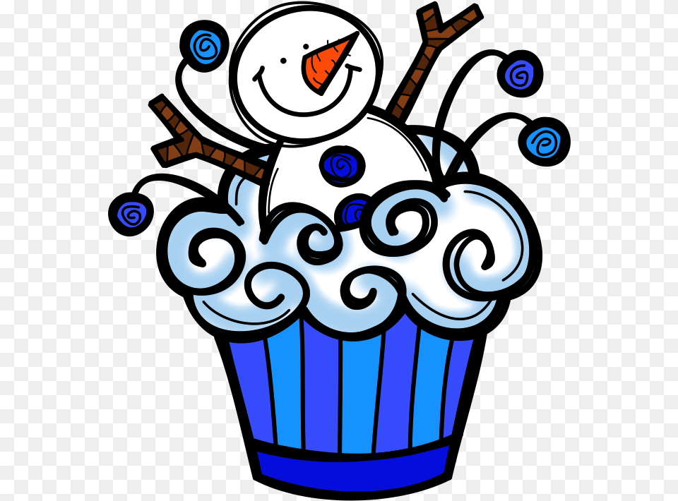 Snowflake Clipart Winter Vacation Birthday Cupcake Clip, Cream, Dessert, Food, Ice Cream Png
