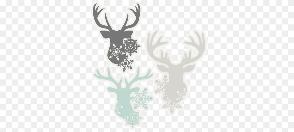 Snowflake Deer Head Set Svg Scrapbook Cut File Cute Cricut, Animal, Mammal, Wildlife, Antler Free Png