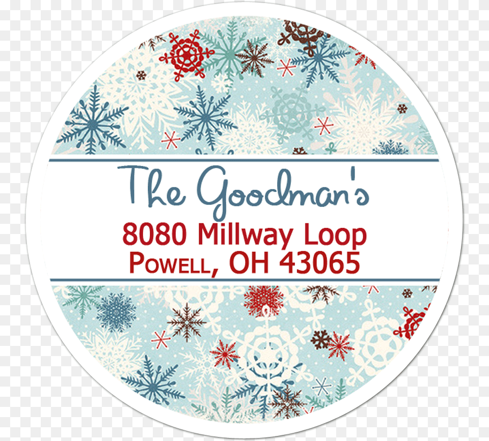 Snowflake Pattern Personalized Holiday Sticker Circle, Art, Graphics, Floral Design, Outdoors Free Png