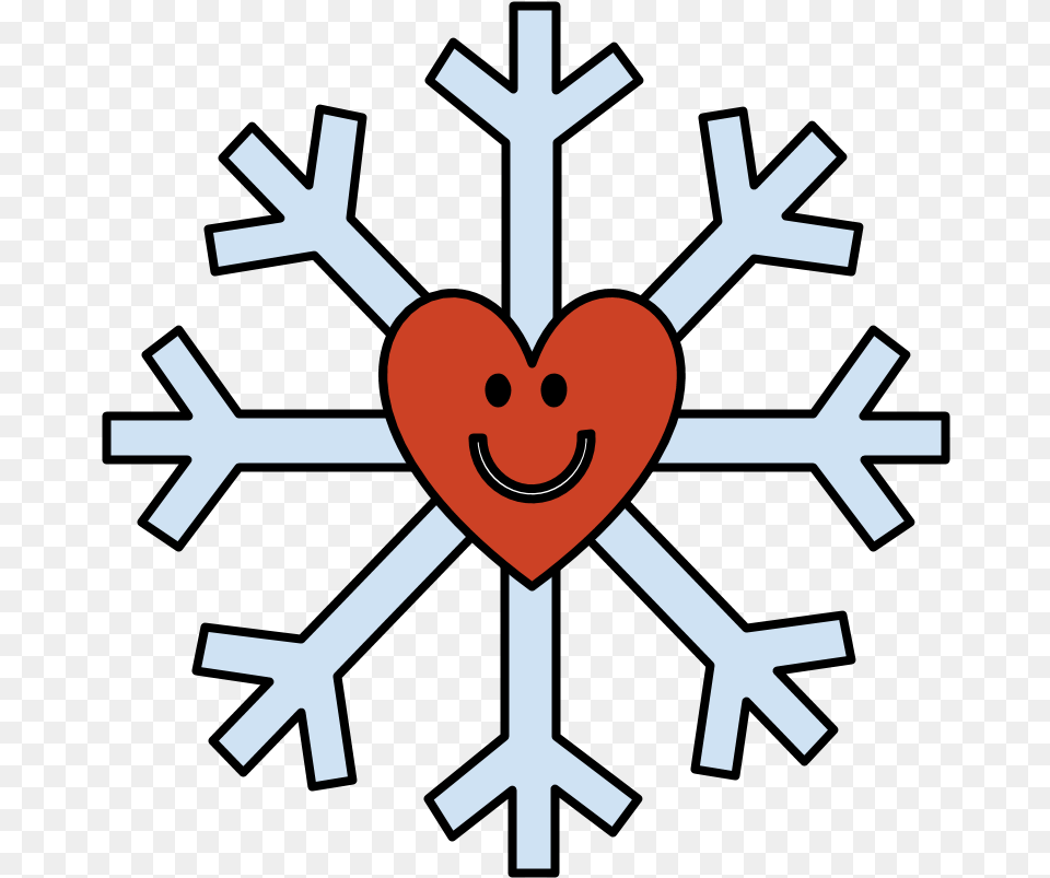 Snowflake Smiley Face Heart Red Snowflake With A Face Clipart, Nature, Outdoors, Snow, First Aid Free Png