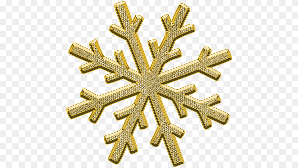 Snowflake Snow Decor Free Picture Gold Snowflakes Transparent, Nature, Outdoors, Cross, Symbol Png Image