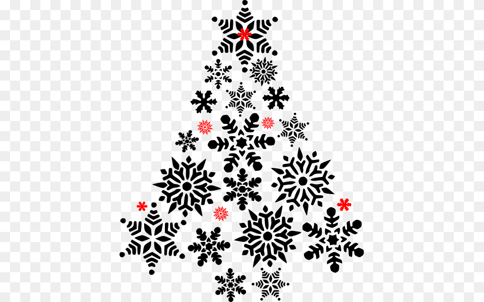 Snowflake Tree Black And Red Clip Art Flamingo Tropical Christmas Snowflake Tree Pink Ro, Stencil, Pattern, Graphics, Floral Design Free Transparent Png